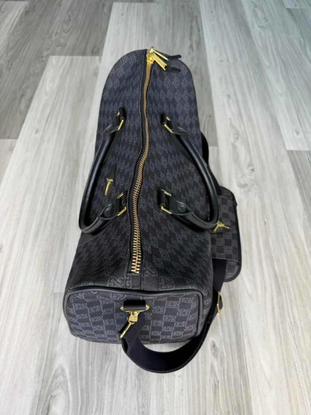Jordan Black Monogram Duffel with Gold Accents